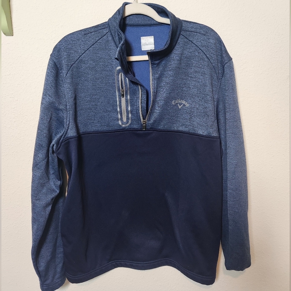 Callaway 1/4 Zip Golf Fleece Lined Long Sleeve‎ Pullover Sweatshirt Navy Large